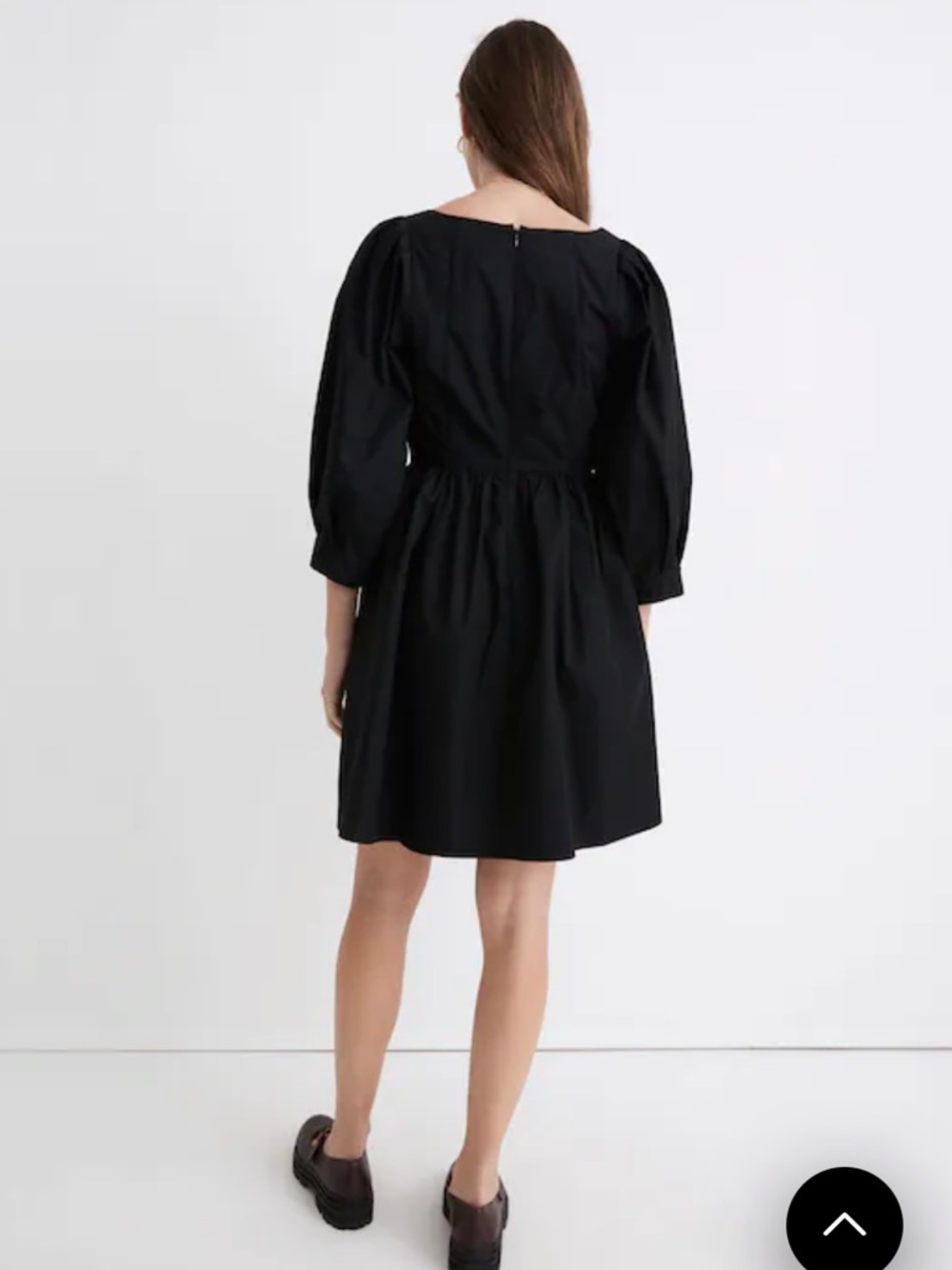 Madewell Poplin Puff-Sleeve Mini Dress Black - Picture 3 of 9